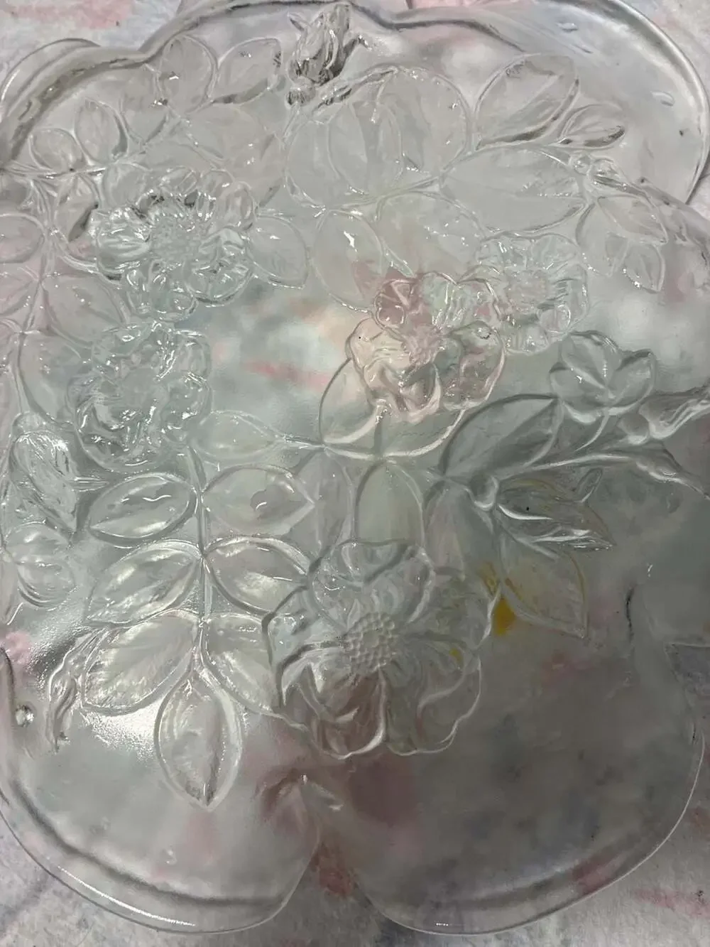 Mikasa Bianca Rosella Frosted and Clear Crystal Glass Floral Serving Bowl